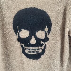 Skull Cashmere Womens Cashmere Wool Blend Open Front Cardigan Brown  Size Medium